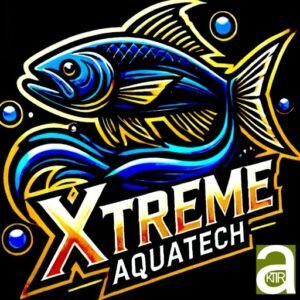  Xtreme AquaTech logo featuring a dynamic blue and gold fish design with a bold, stylized font.