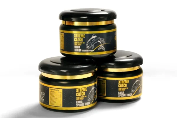 Xtreme Catch fishing ground bait and hook bait jar for attracting fish